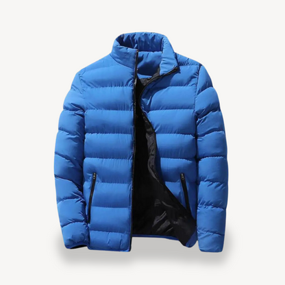 Men's Quilted Jacket Front-Zip Winter Warm Casual Everyday Coat