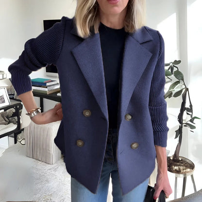 Women's Double Breasted Blazer Notched Lapel Tailored Work Smart Casual