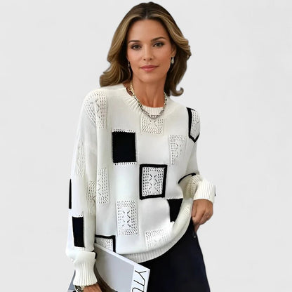 Women's Knit Sweater Openwork Detail Round Neck Everyday Style Casual Top