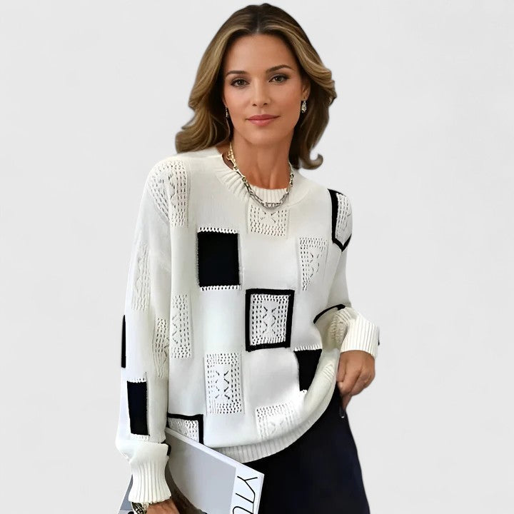 Women's Knit Sweater Openwork Detail Round Neck Everyday Style Casual Top