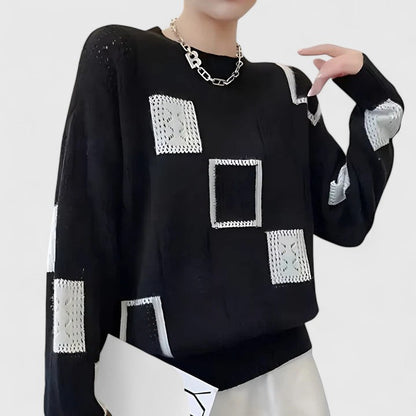 Women's Knit Sweater Openwork Detail Round Neck Everyday Style Casual Top