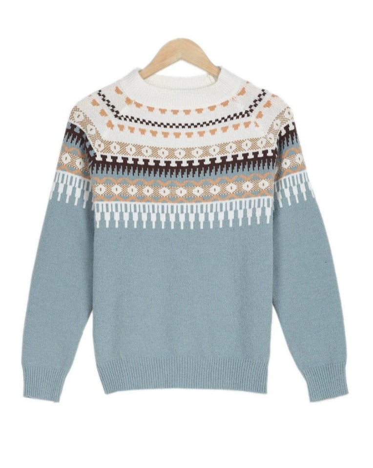 Women's Fair Isle Knit Sweater Patterned Pullover Soft Cosy Warm Layering Top Ladies Casual Winter Jumper All Season Plus Size