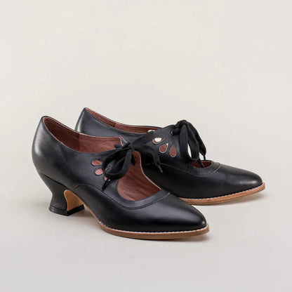 Women's Lace-Up Pumps with Heel Elegant Closed Toe Formal Everyday Shoes