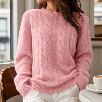 Rose cable knit sweater - lifestyle view