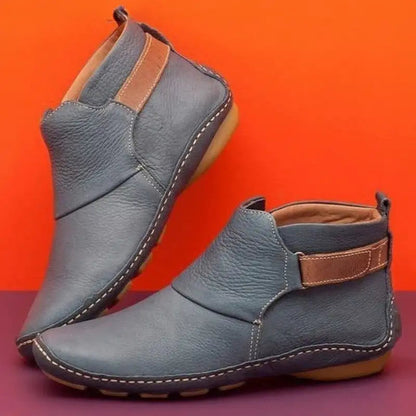Women's Leather Ankle Boots Elegant Chic Low Heel Everyday Smart Casual