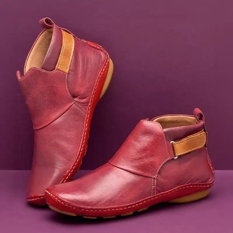 Women's Leather Ankle Boots Elegant Chic Low Heel Everyday Smart Casual