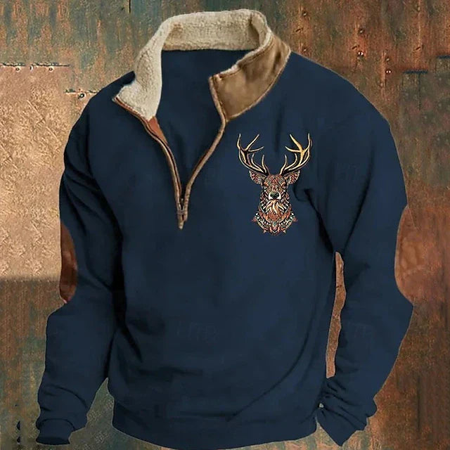 Zip-Up Pullover Men's Comfortable Casual Fleece Sweater Warm Everyday Layering Top