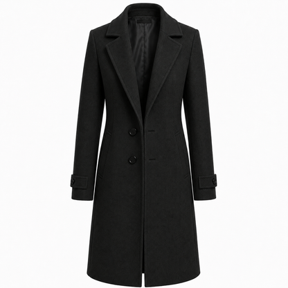 Women's Long Trench Coat with Buttons Tailored Overcoat Casual Formal