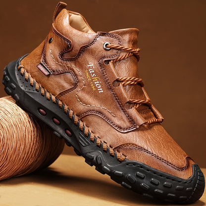 Men's Leather Boots Durable Waterproof Casual Work Everyday Wear Brown