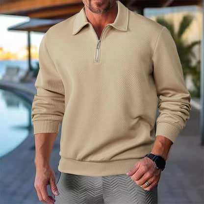 Men's Half Zip Pullover Casual Sweatshirt Long Sleeve Polo Style