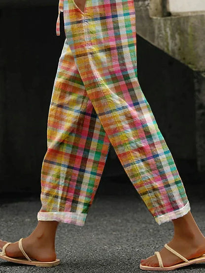 Valerie™ | Linen Checkered Pants