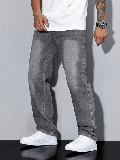 Men's Wide Leg Jeans Casual Winter Style Relaxed Fit Comfortable