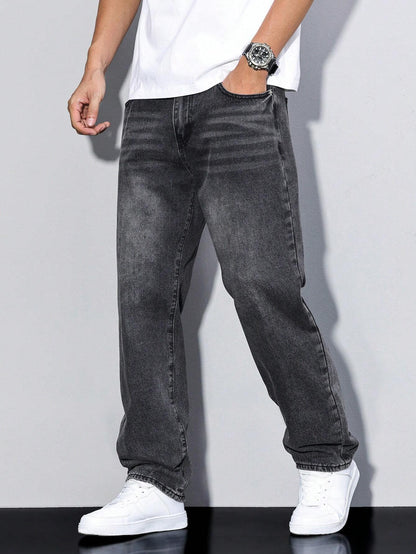 Men's Wide Leg Jeans Casual Winter Style Relaxed Fit Comfortable