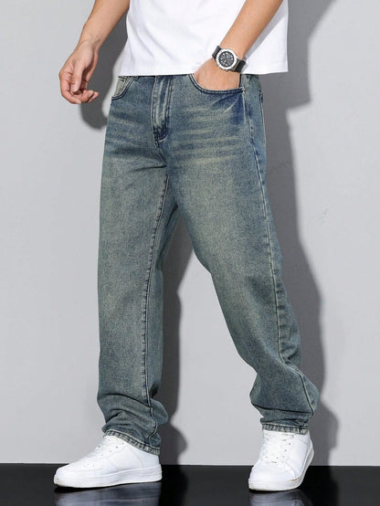 Men's Wide Leg Jeans Casual Winter Style Relaxed Fit Comfortable