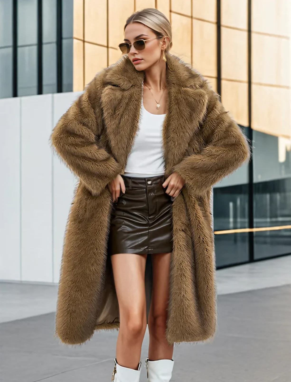 Women's Oversized Fur Coat Full Length Winter Statement Piece