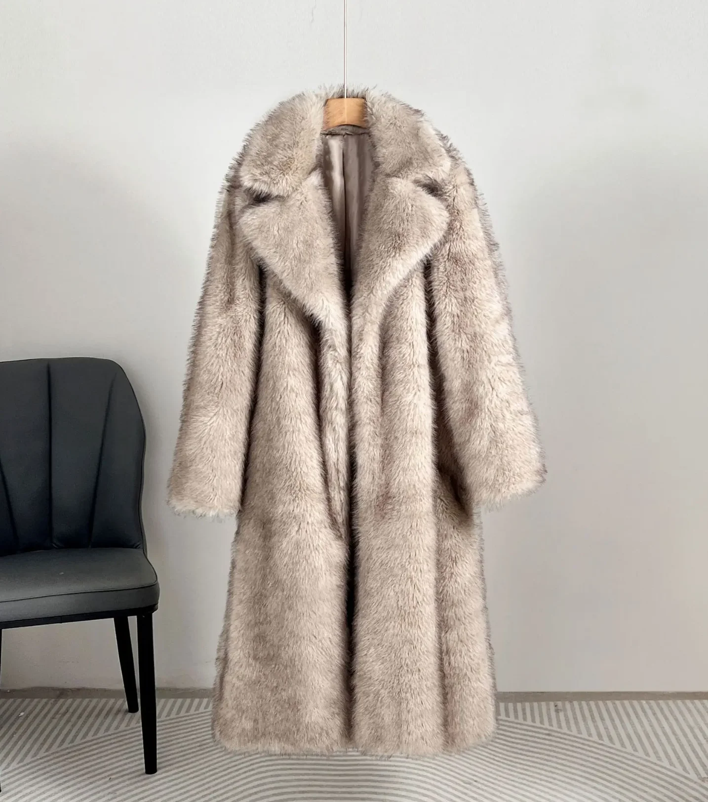 Women's Oversized Fur Coat Full Length Winter Statement Piece