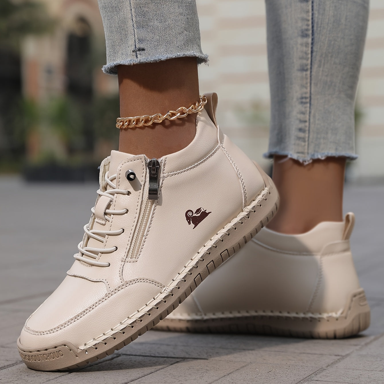 Women's Lace-Up Shoes with Side Zip Comfortable Everyday Casual