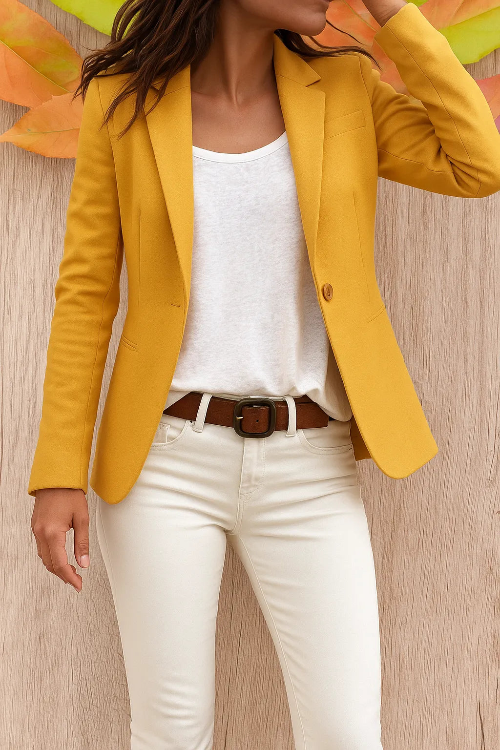 Women's Slim Fit Blazer Button Closure Pockets Professional Jacket