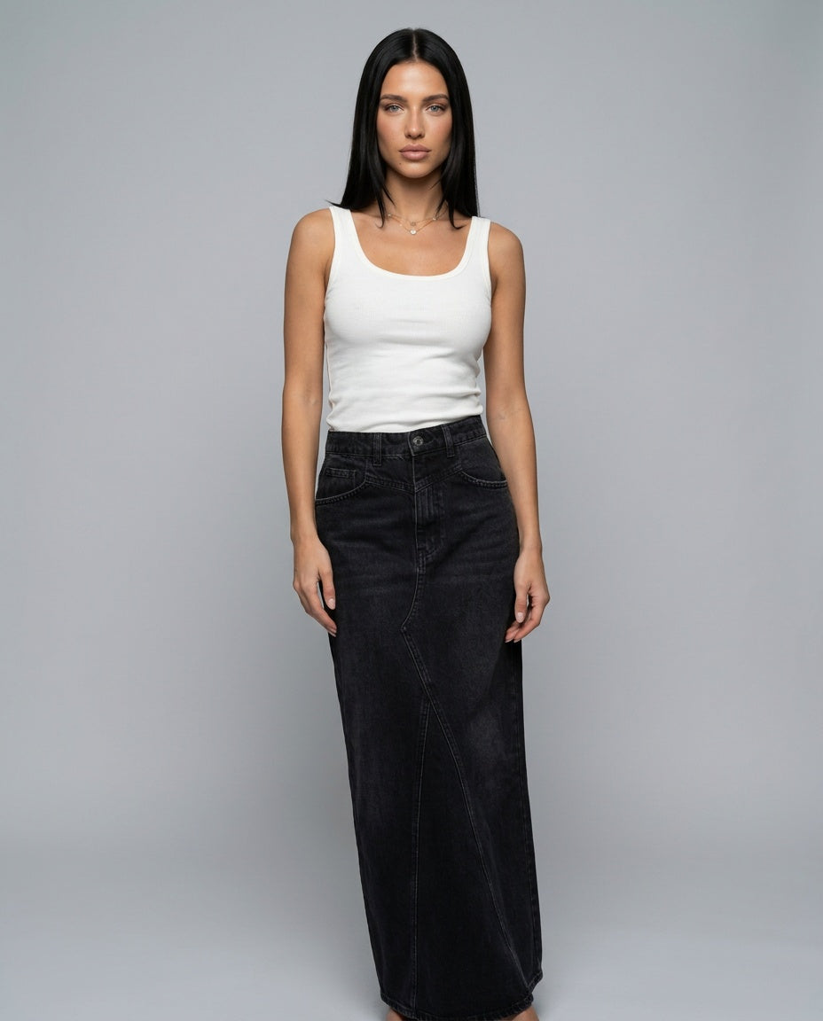 Hazel women's maxi skirt in Black