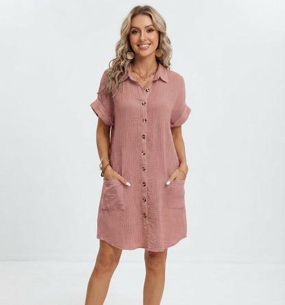Emilia Weston women's mini dress in Leather Pink