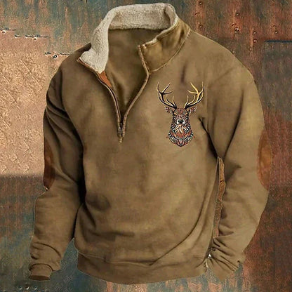 Zip-Up Pullover Men's Comfortable Casual Fleece Sweater Warm Everyday Layering Top