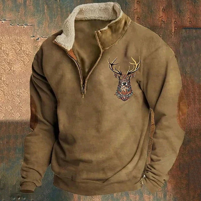 Men's Zip-Up Pullover Casual Fleece Warm Comfortable Layering Sweater Grey Black Blue Brown All Season Everyday Hoodie Style