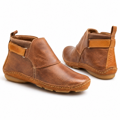 Women's Leather Ankle Boots Elegant Chic Low Heel Everyday Smart Casual