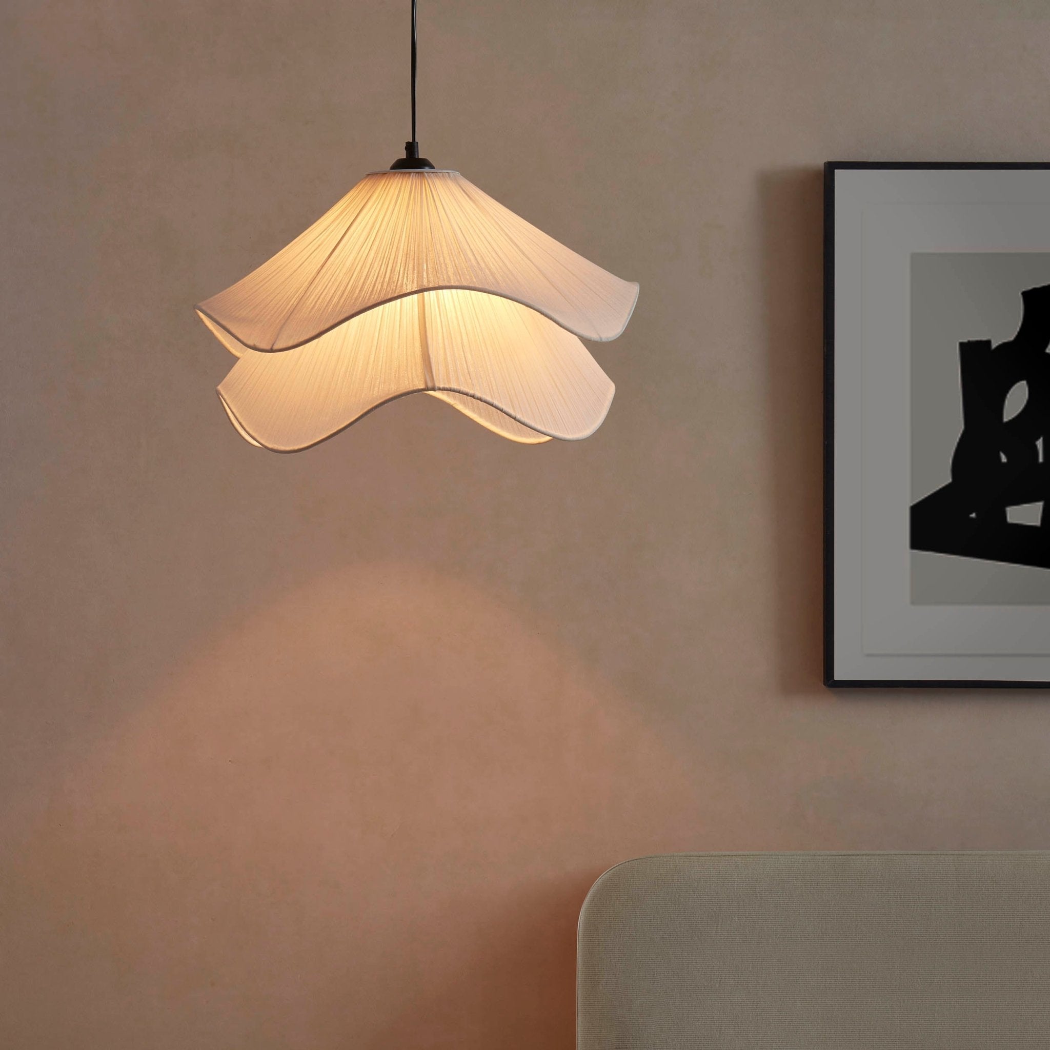 Fleur White Fabric Layered Petal Ceiling Shade Light Fixture