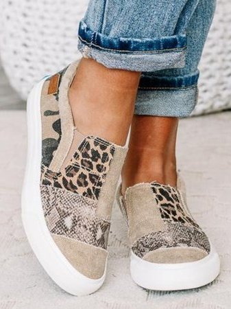 Patchwork Sneakers Comfortable Casual Shoes Animal Print Style