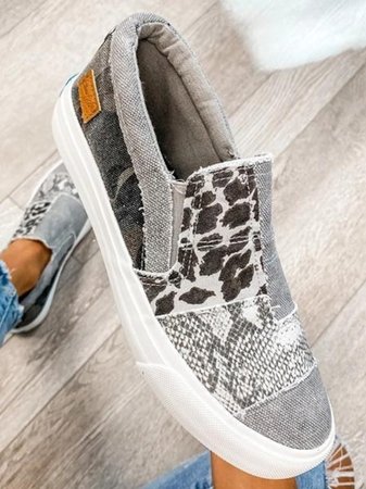 Patchwork Sneakers Comfortable Casual Shoes Animal Print Style