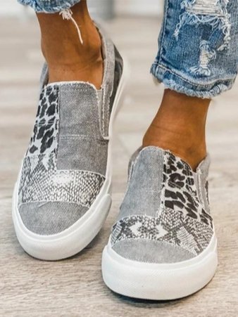 Patchwork Sneakers Comfortable Casual Shoes Animal Print Style