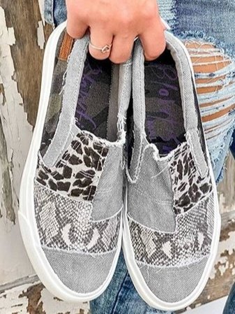 Patchwork Sneakers Comfortable Casual Shoes Animal Print Style