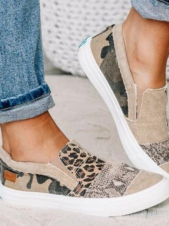 Patchwork Sneakers Comfortable Casual Shoes Animal Print Style