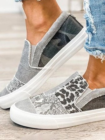 Patchwork Sneakers Comfortable Casual Shoes Animal Print Style