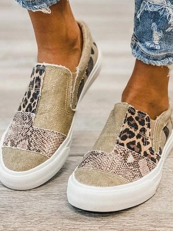 Patchwork Sneakers Comfortable Casual Shoes Animal Print Style