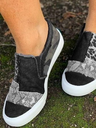 Patchwork Sneakers Comfortable Casual Shoes Animal Print Style