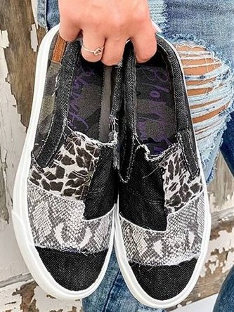 Patchwork Sneakers Comfortable Casual Shoes Animal Print Style