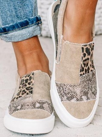 Patchwork Sneakers Comfortable Casual Shoes Animal Print Style