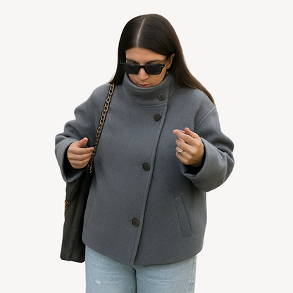 Women's Winter Coat Button Closure Tailored Elegant Warm Jacket