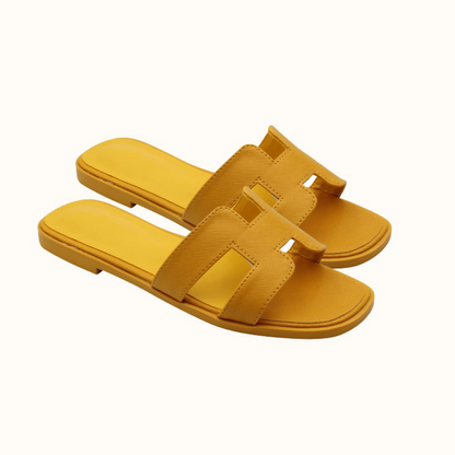 Women's H-Profile Sandals Comfortable Leather Slides Elegant Trendy Footwear