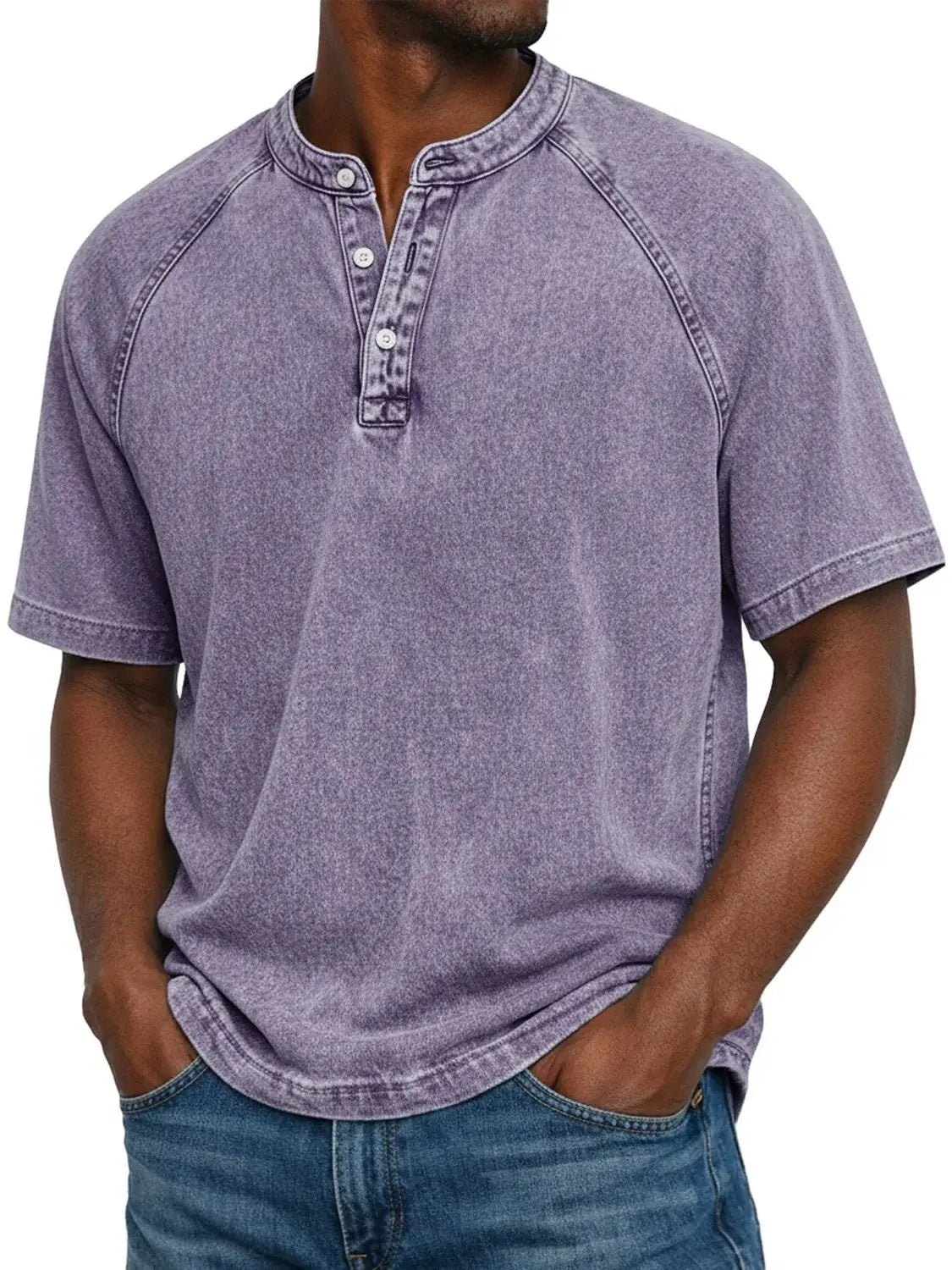Ethan Murphy men's henley shirt in Purple