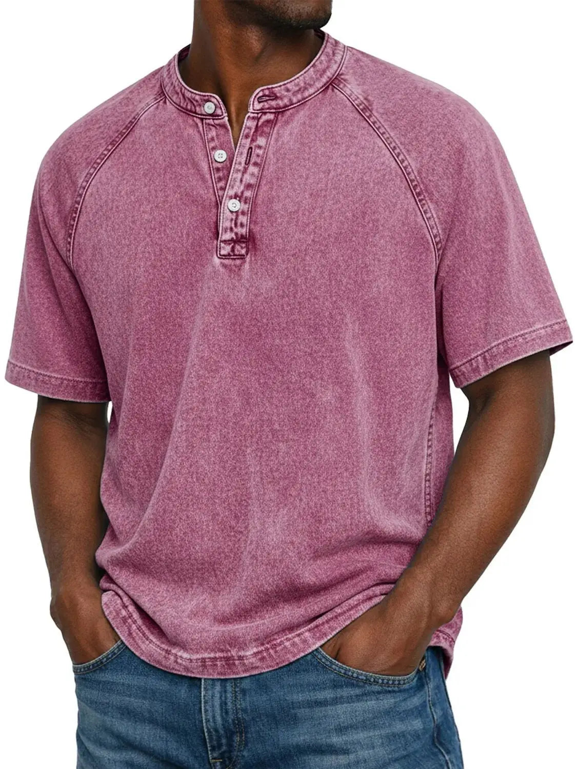Ethan Murphy men's henley shirt in Pink