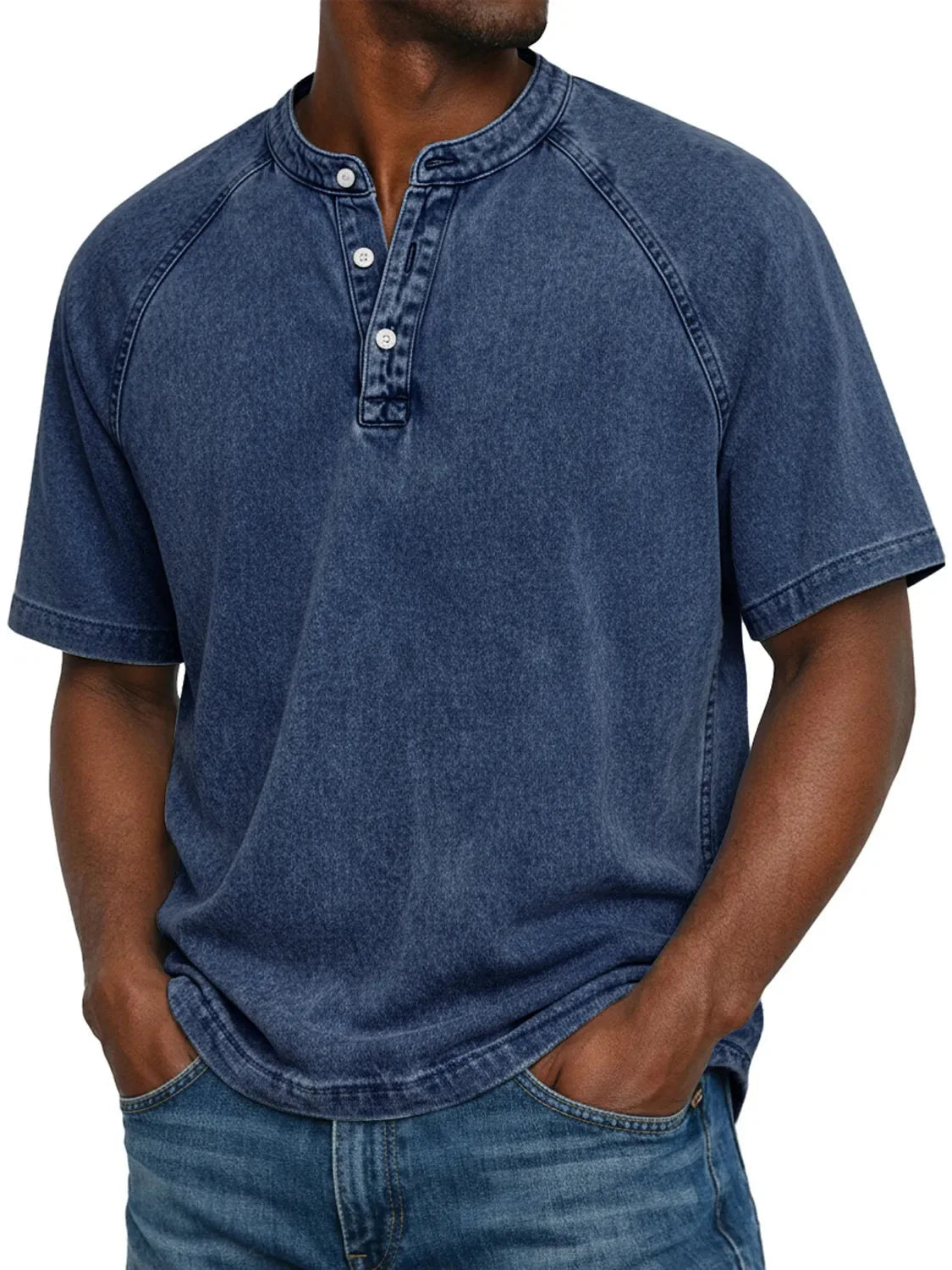Ethan Murphy men's henley shirt in Dark Blue