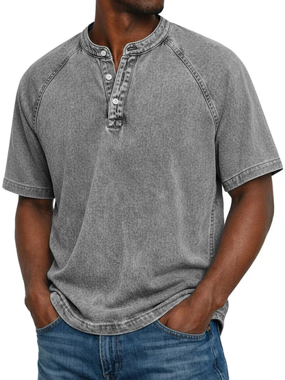 Ethan Murphy men's henley shirt in Grey
