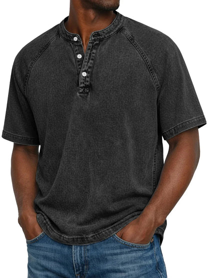 Ethan Murphy men's henley shirt in Black