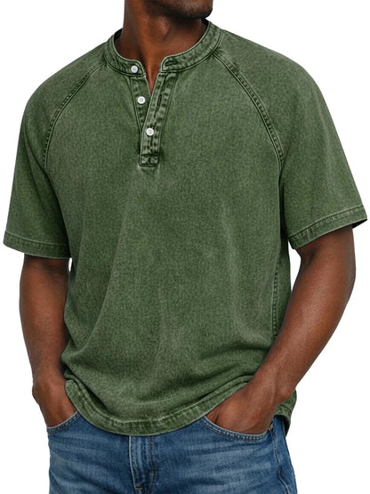 Ethan Murphy men's henley shirt in Dark Green