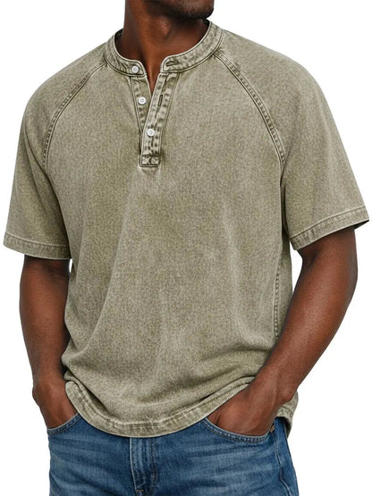 Ethan Murphy men's henley shirt in Khaki