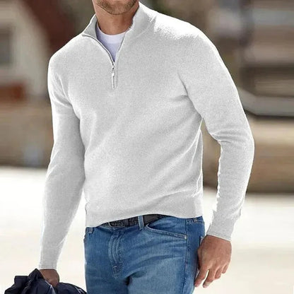 Men's Quarter Zip Jumper Slim Fit Fine Knit Smart Casual Stand Collar-2