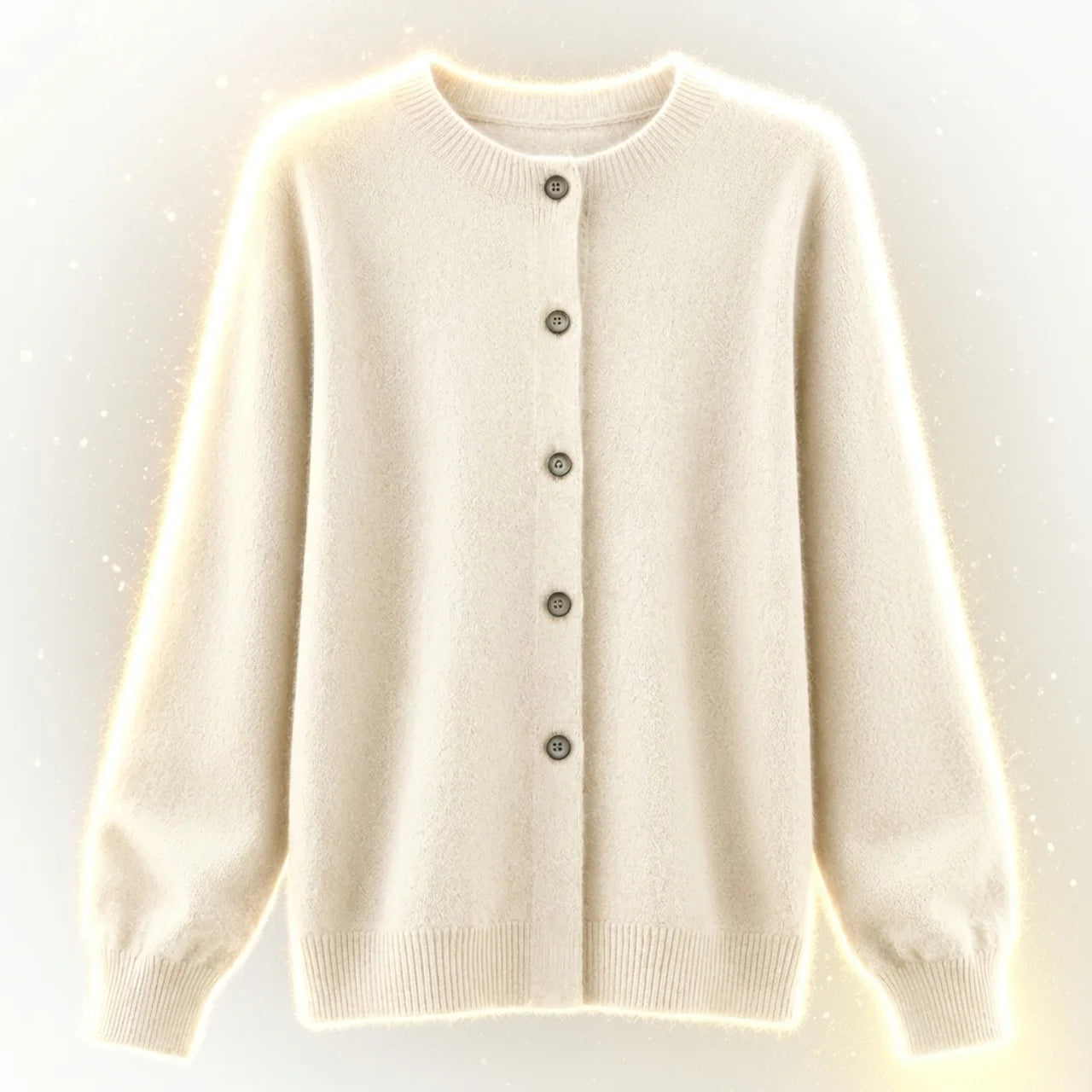 Women's Merino Wool Cardigan O-Neck Cashmere Jumper Warm Knit