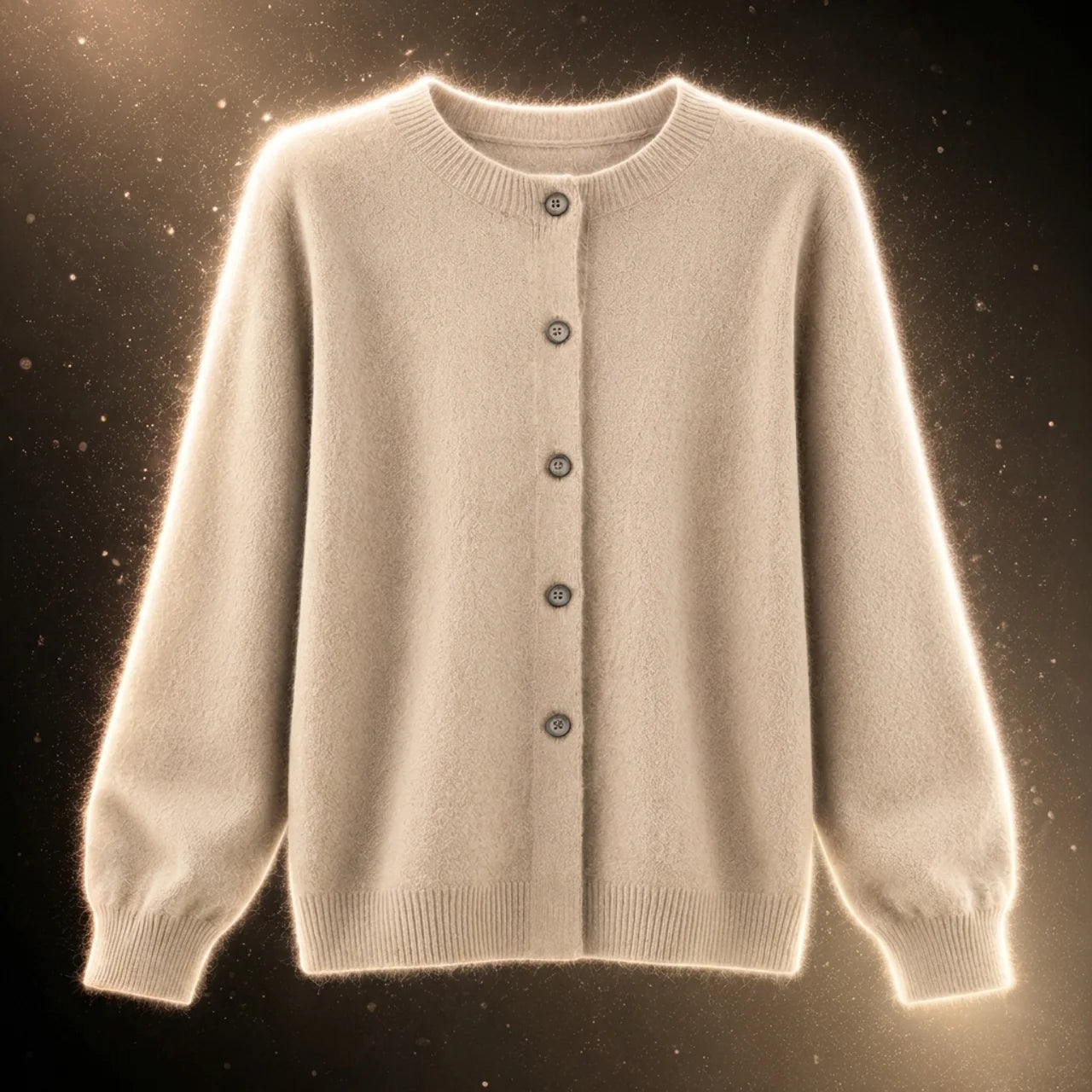 Women's Merino Wool Cardigan O-Neck Cashmere Jumper Warm Knit